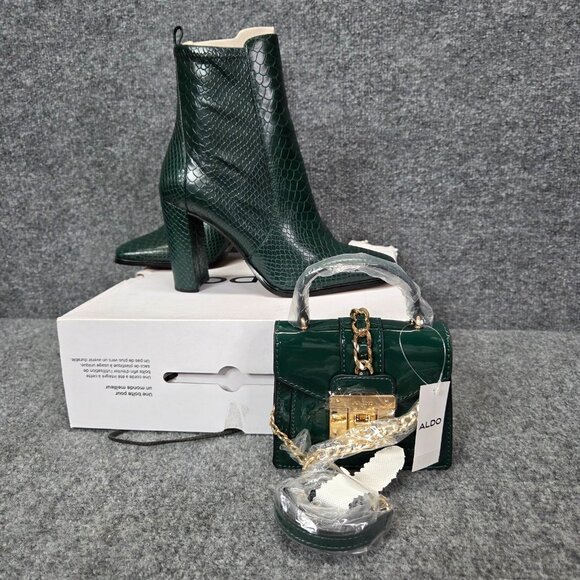 Aldo Shoes - Aldo Aurla snakeskin embossed faux leather heeled ankle boots 9 & Kentwell Purse